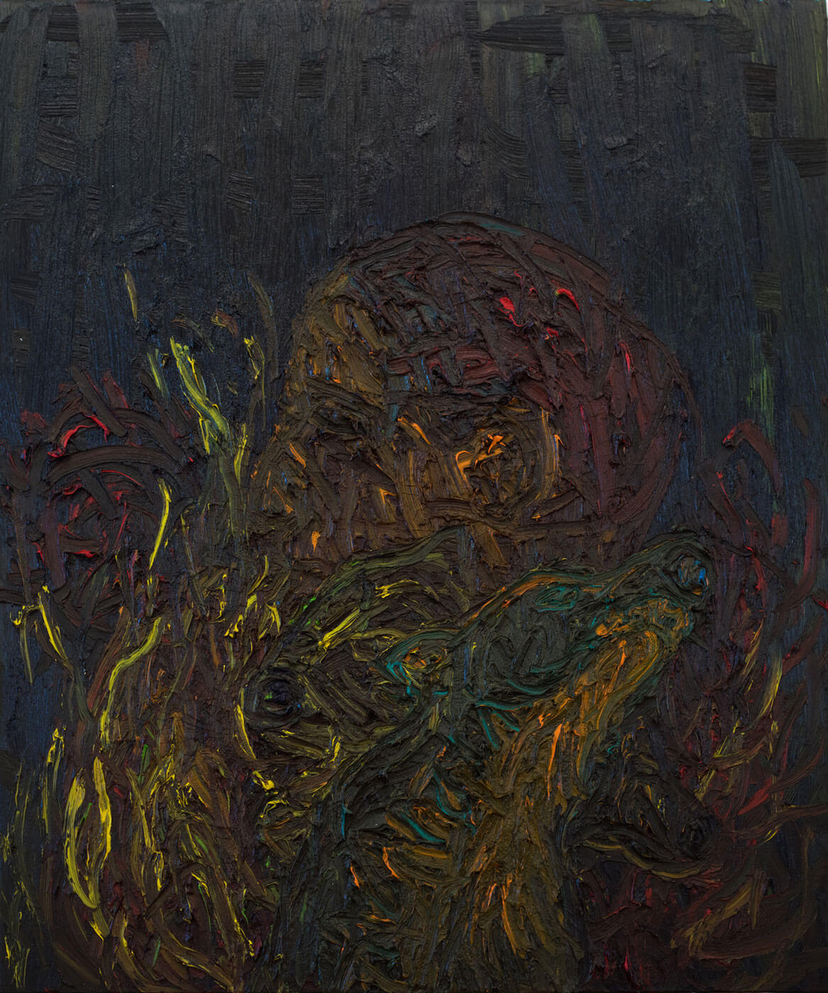 Gilles Rotzetter, PScherrer’s Night, 2016, Öl auf Leinwand, 10 x 120 cm