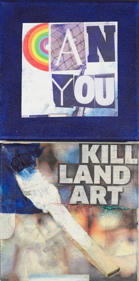 Ian Anüll, ohne Titel (London Blue), 2021, Collage auf Leinwand, 71-teilig, Courtesy of the artist and Mai 36 Galerie, Zürich