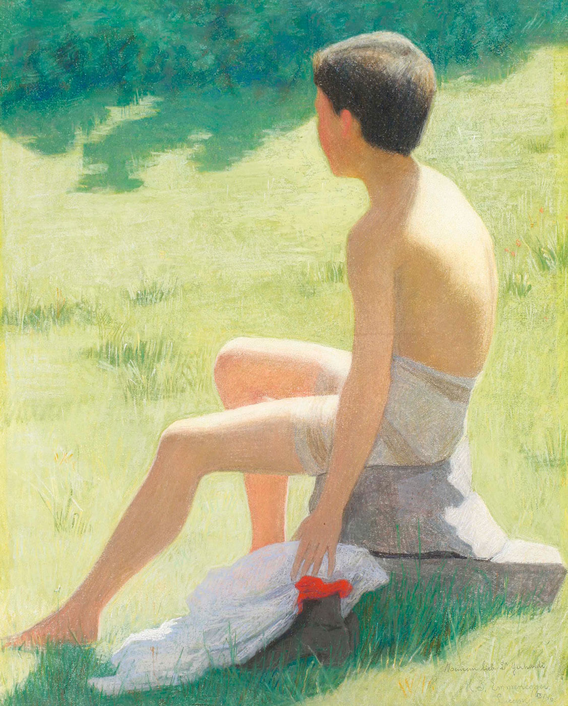 Hans Emmenegger, Rückenansicht eines Knaben, 1890, Kunstmuseum Luzern, Leihgabe aus Privatbesitz