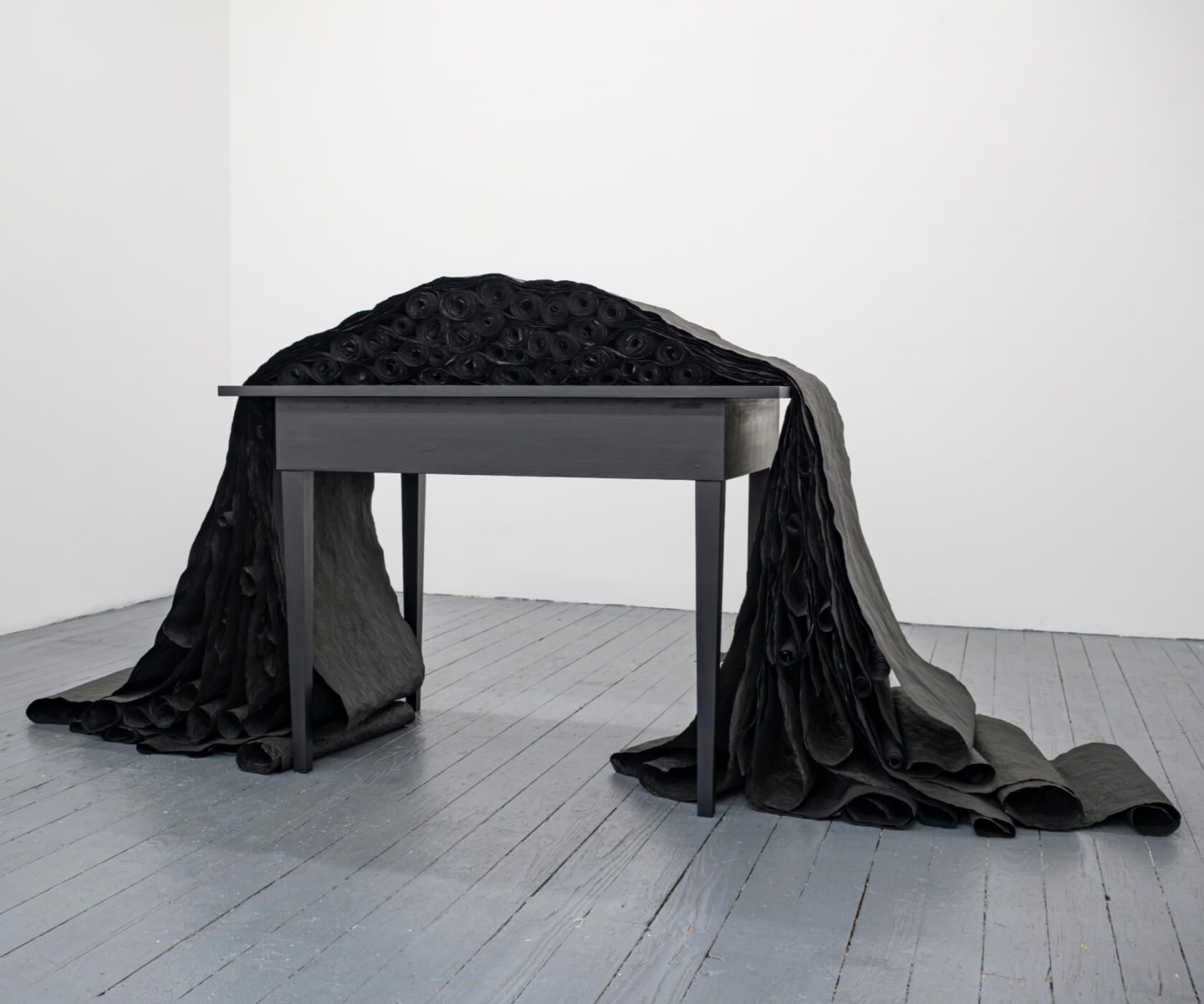 Stella Pfeiffer, Black Momentum, Part No 2, Table, Installation, 2023