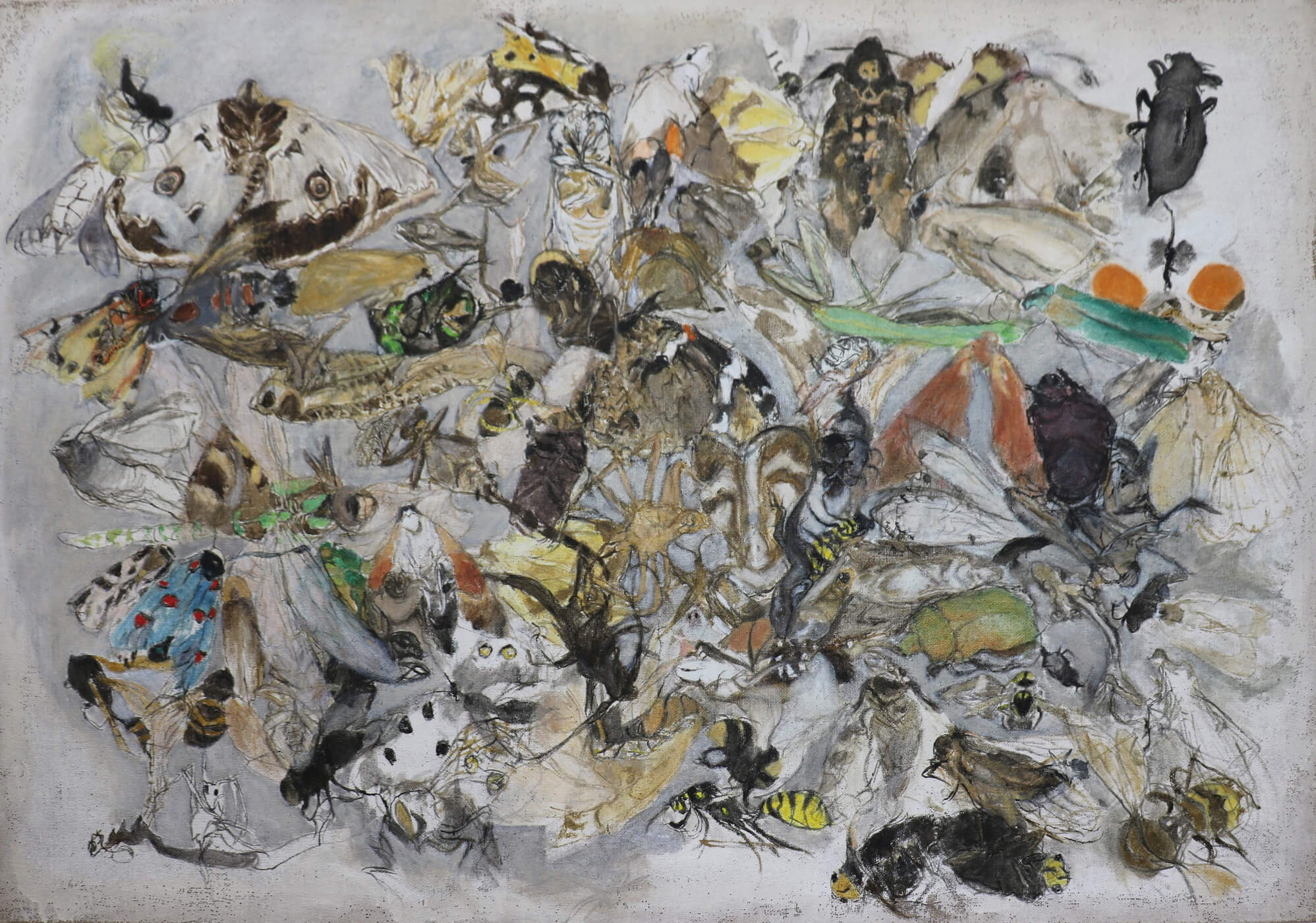 Doris Schläpfer, More is Less, Öl auf Jutte, 150 × 210 cm, 2024
