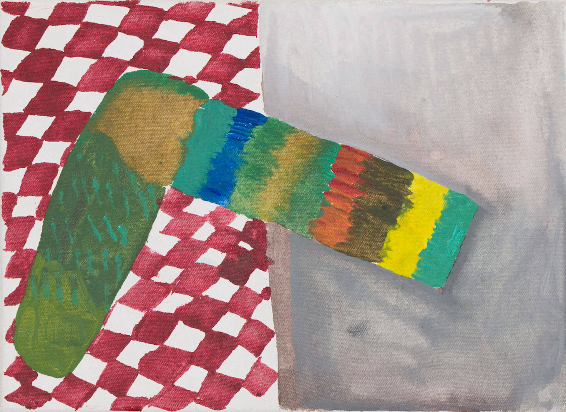 Sereina Steinemann, Wollsocke, 2021, Acryl auf Baumwolle, 16 × 22cm, Courtesy of the artist, Foto: Jean-Pierre Balmer