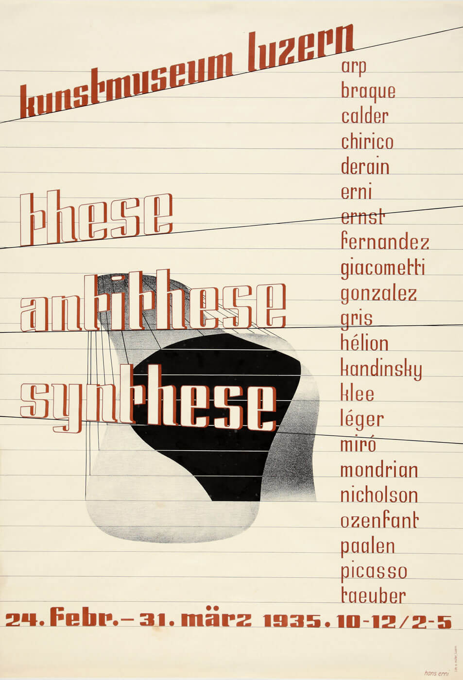 Plakat der Ausstellung These, Antithese, Synthese, 1935