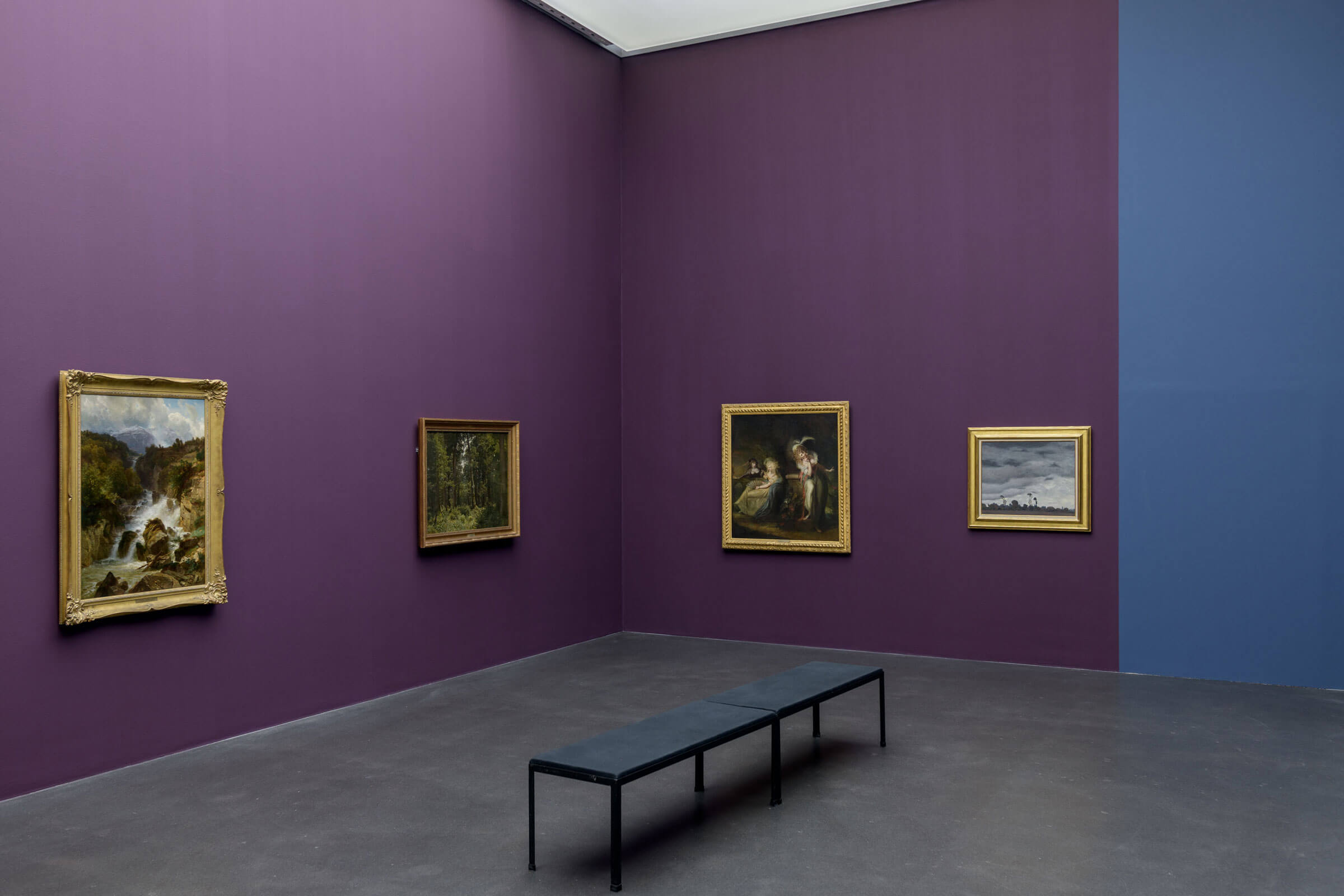 Ausstellungsansicht schön?! Ästhetische Betrachtung der Sammlung, Kunstmuseum Luzern, 2025, mit Werken von Johann Heinrich Füssli, Johann Gottfried Steffan, Félix Vallotton und Robert Zünd
Foto: Marc Latzel